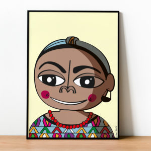 Ilustración personalizada de Rigoberta Menchú. Regalos únicos y originales. Tienda de láminas y posters para decorar tu hogar