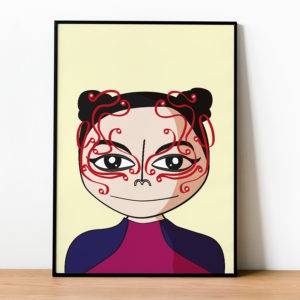 Caricatura de Björk. Ilustraciones personalizadas, regalos únicos y originales.