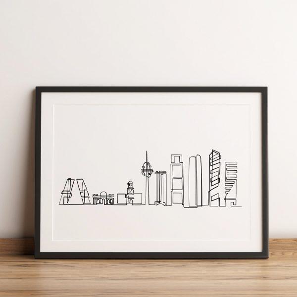 Làmina de Madrid skyline. Ill·ustració en un traç