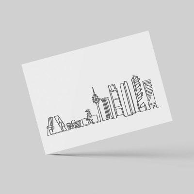 Postal il·lustrada de skyline de Madrid